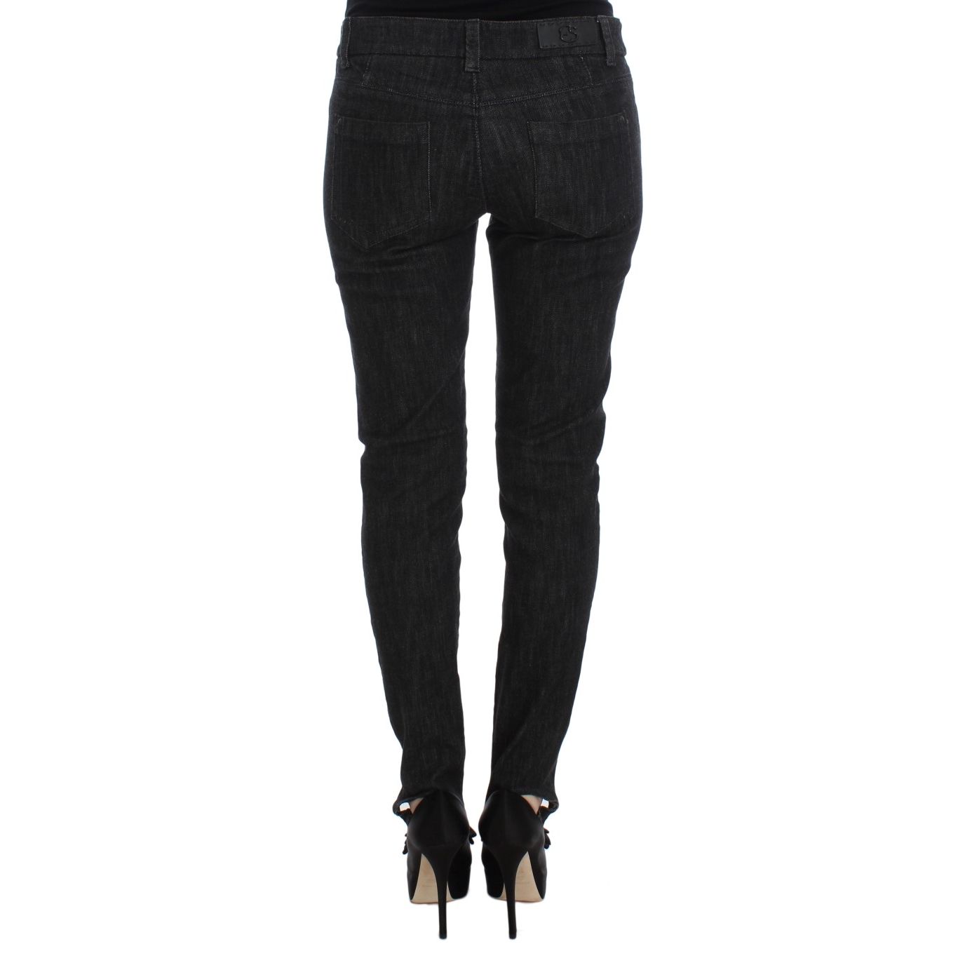 Back view of Ermanno Scervino Blue Cotton Slim Fit Denim Jeans, made in Italy, showcasing stylish design and high-quality material.