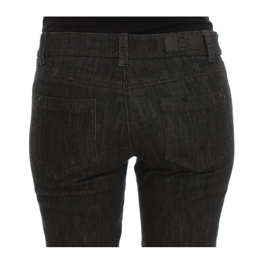 Ermanno Scervino Blue Cotton Slim Fit Denim Jeans back view with pockets, Made in Italy, 98% Cotton, 2% Polymer