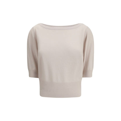 Extreme Cashmere Cream Cashmere Cashmere Sweater with crew neck and short sleeves, ribbed hemline, 100% Kashmir, elegant Marianne design