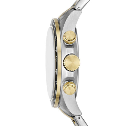 Side view of FOSSIL WATCHES Mod. FS6126 highlighting the gold accents and sleek design.