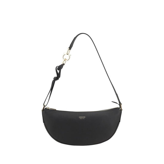 Ferragamo Black Calf Leather Bos Taurus Shoulder Bag Ferragamo