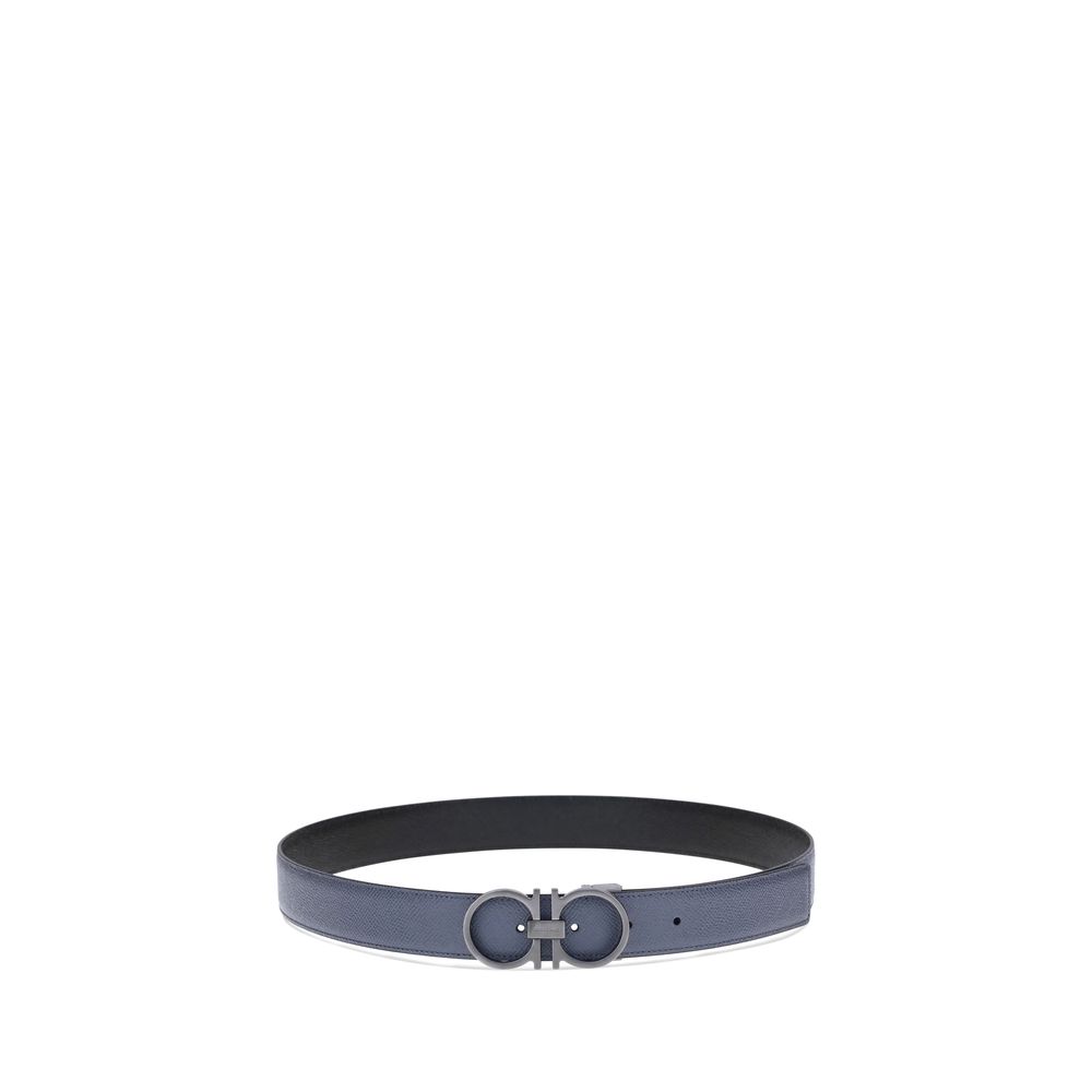Ferragamo Leather reversible Belt with iconic Gancini buckle, crafted in tumbled leather for versatility and elegance, suitable for AW25 fashion.