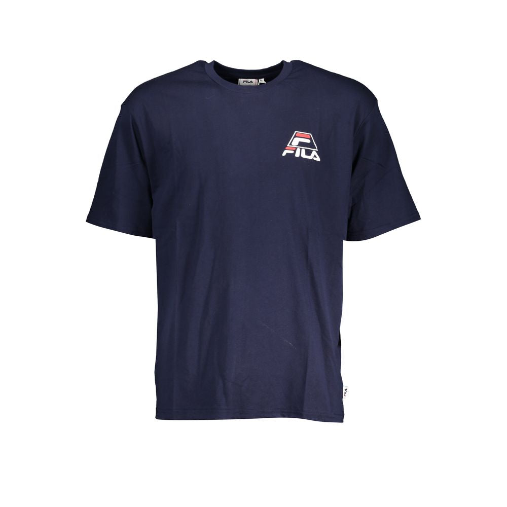 Fila Blue Cotton T-Shirt with short sleeves, crew neck, Liberec print, and logo