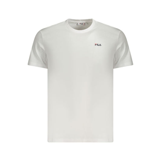 Fila White Cotton Men T-Shirt with iconic logo and short-sleeve design, crafted from 100% organic cotton for comfort and style.