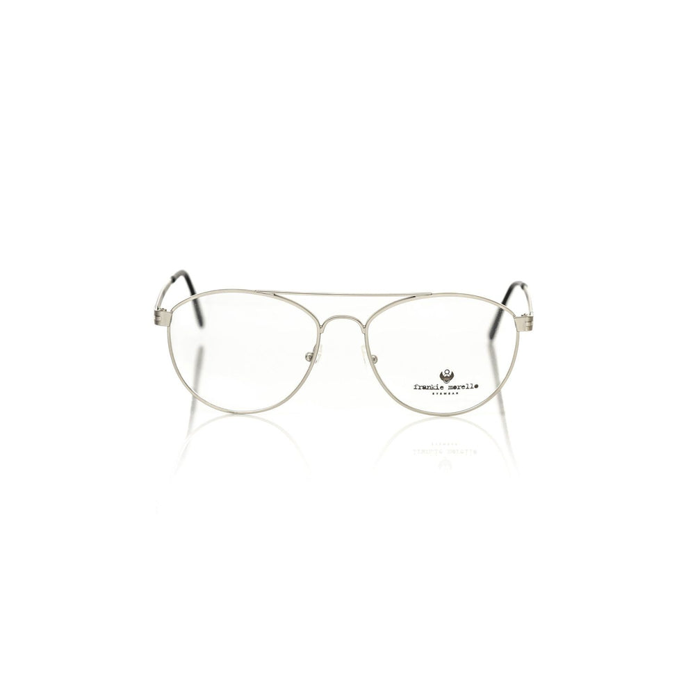 Frankie Morello Silver Metallic Unisex Frame - stylish Italian aviator eyeglasses with metallic fibre and silver accents.