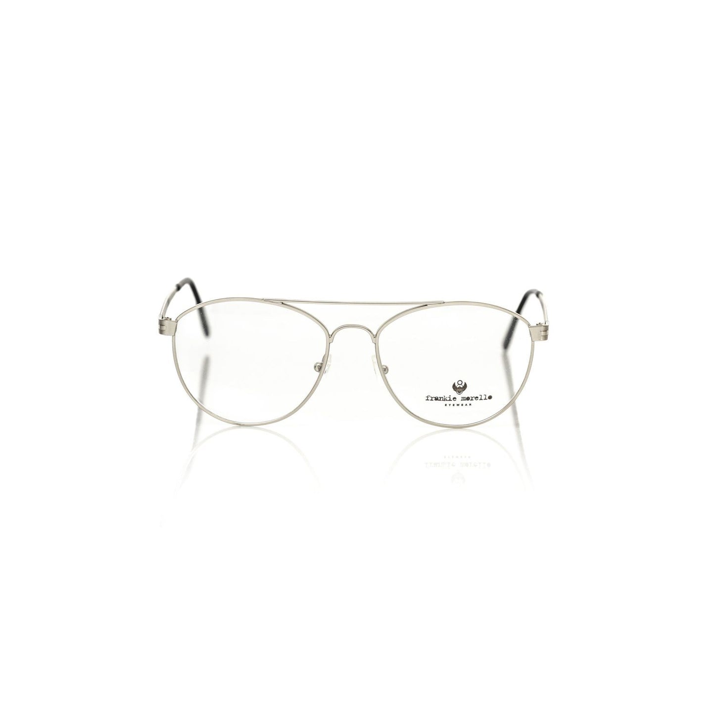 Frankie Morello Silver Metallic Unisex Frame - stylish Italian aviator eyeglasses with metallic fibre and silver accents.