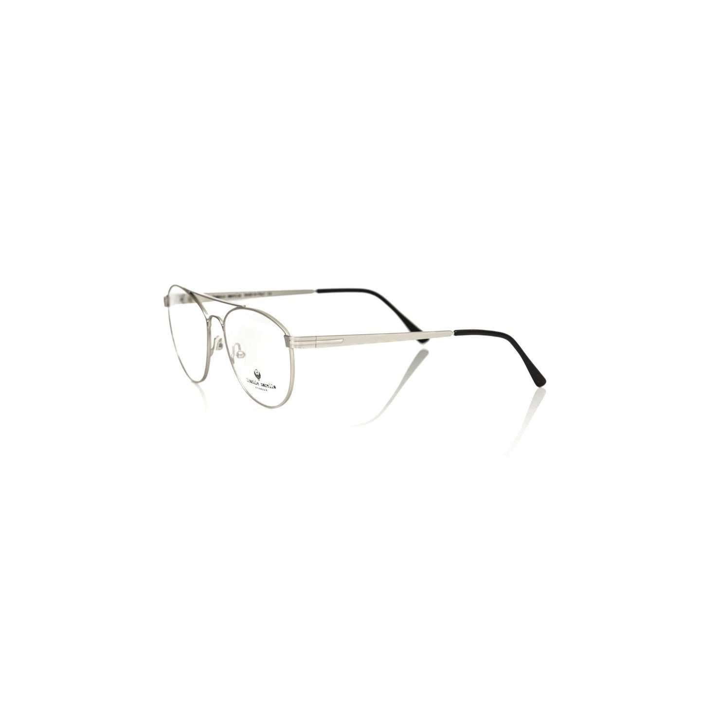 Frankie Morello Silver Metallic Unisex Frame - Italian crafted aviator eyeglasses with sleek design and shimmering silver accents.