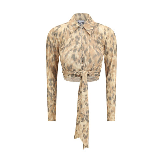 Ganni Beige Recycled Polyester Blouse 1728,72470364320,Beige,Blouses - Shirts - Clothing,Clothing,Ganni,IT36 | XS,New with tags,Shirts - Clothing,Women