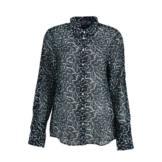 Patterned long-sleeved shirt with Italian collar and buttons, suitable for formal and casual wear.