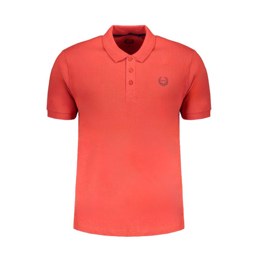 Gianmarco Venturi Red Cotton Polo Shirt with short sleeves, 3 buttons, and contrast embroidery logo