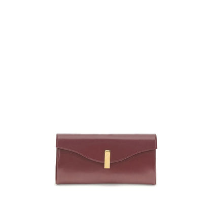 Giuseppe Zanotti Brown Leather Clutch Bag with gold-tone chain and logoed metal closure