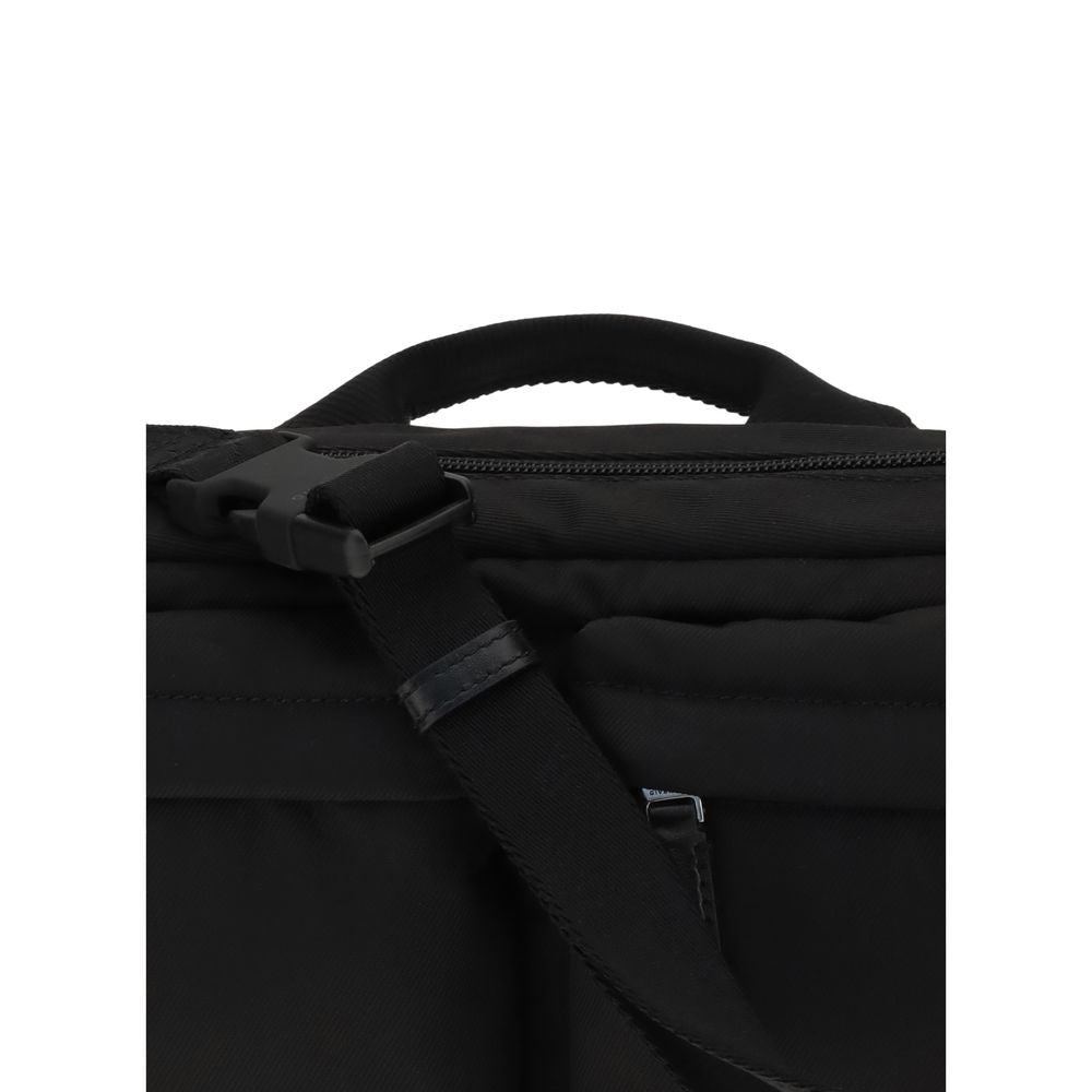 Close-up of Givenchy Black Polyamide Shoulder Bag featuring top handle and adjustable strap.