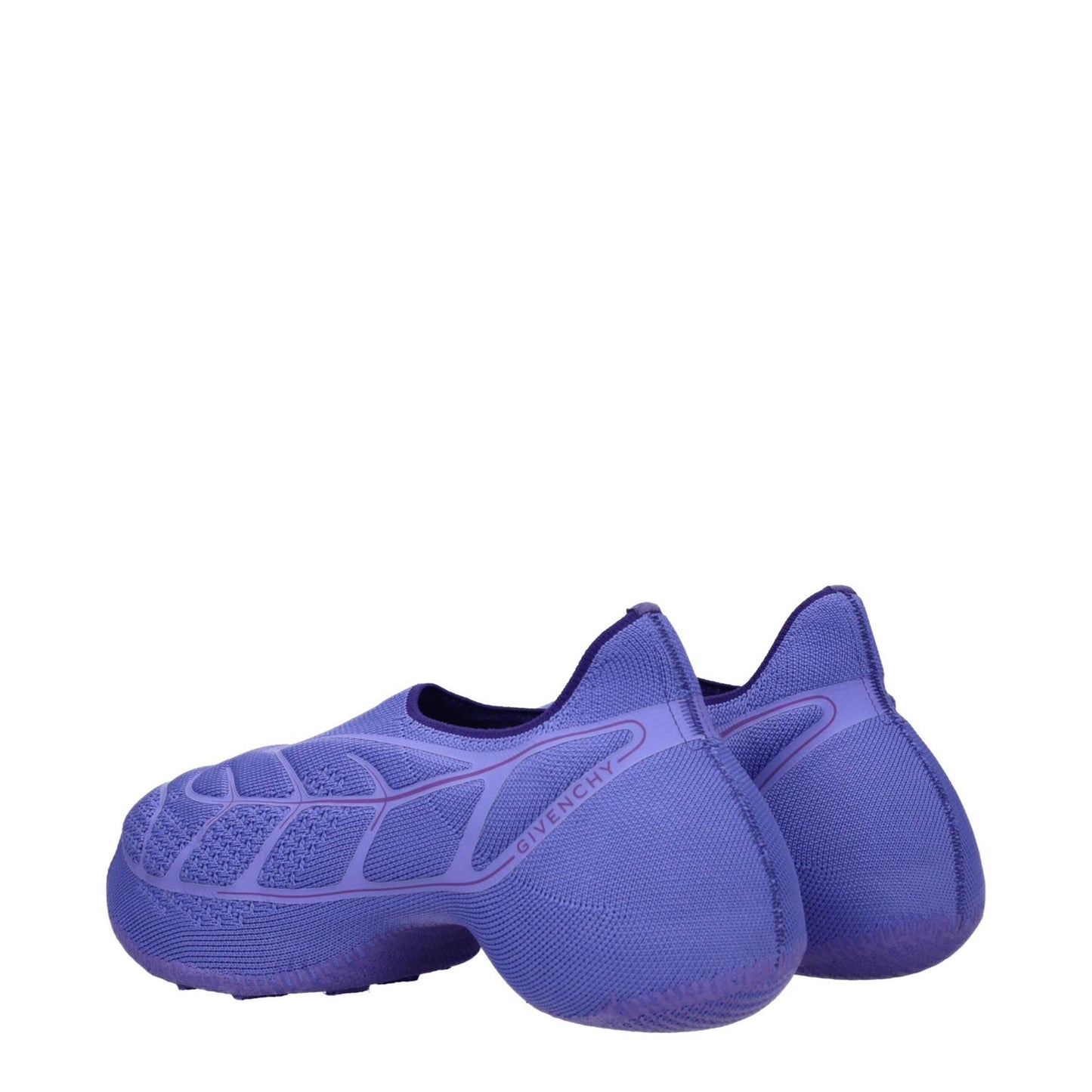 Givenchy Purple Fabric Slip-On Loafers with side logo, round toe, mid heels, casual style, MPN BE002WE1JH520 in violet.