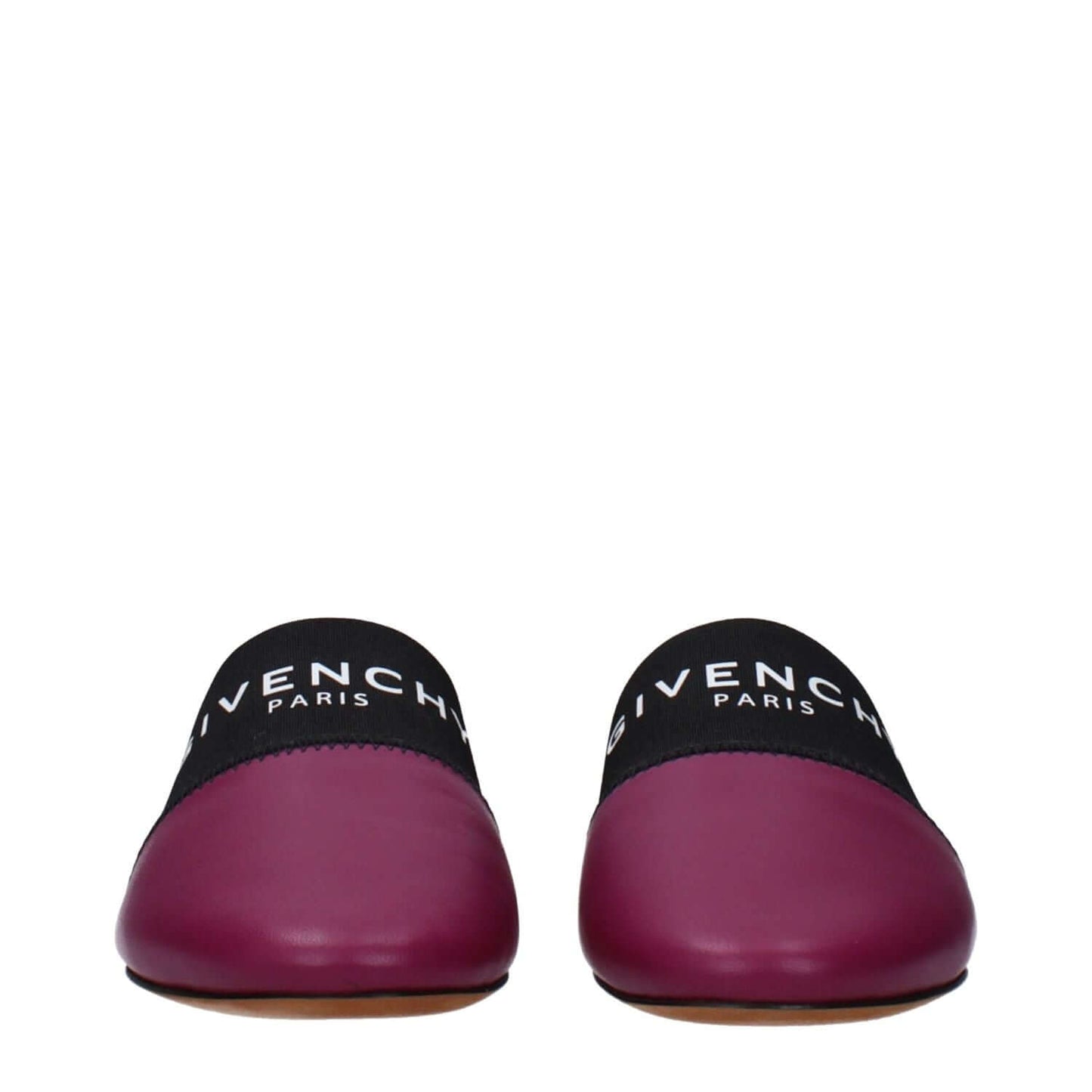 Givenchy Purple Leather Slippers in violet with a front logo, casual style, round toe, and dark orchid accents, MPN BE2002E01H510.