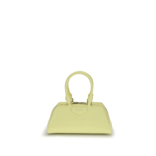 Givenchy Yellow Calf Leather Bos Taurus Handbag with articulated handles and embossed logo, featuring refined origami-inspired design.