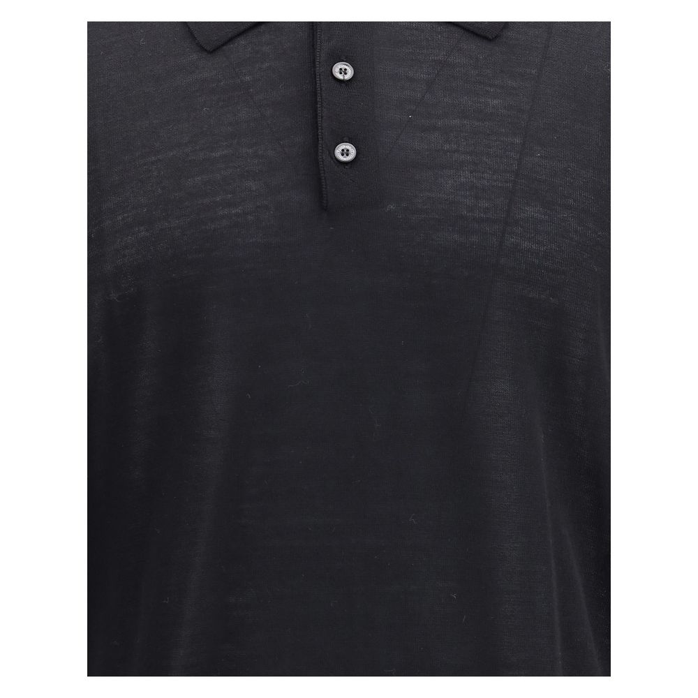 Golden Goose Black Fleece Wool Dress Shirt with classic buttons and ribbed cuffs, perfect for casual elegance. AW25, Regular fit.