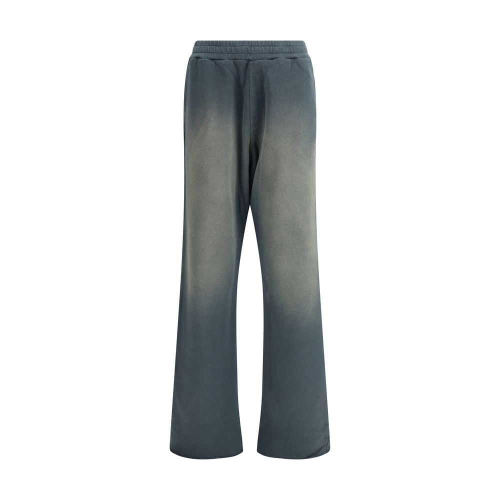 Golden Goose Blue Cotton Casual Pants with elastic waistband and side pockets, featuring a dynamic shaded design.