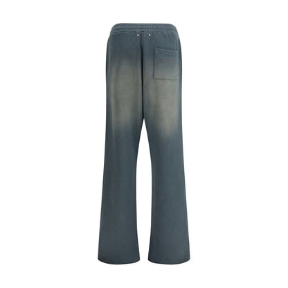 Golden Goose Blue Cotton Casual Pants with shaded design, elasticated waistband, side welt pockets, and embroidered signature.