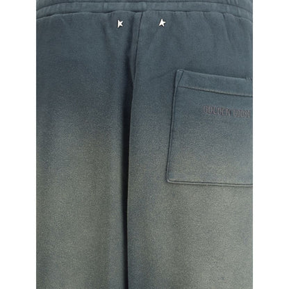 Golden Goose Blue Cotton Casual Pants with embroidered signature and back patch pocket