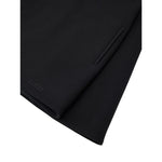 Close-up of Gucci Black Wool Dress with logo embroidery and welt pocket detail.