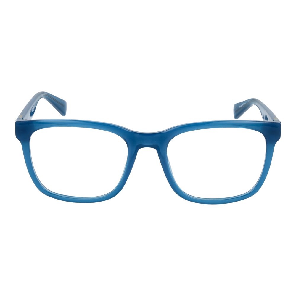 Alt Tag: Guess Blue Women Glasses Frame in full-rim square style with plastic blue frame, featuring demo lenses and spring hinge.