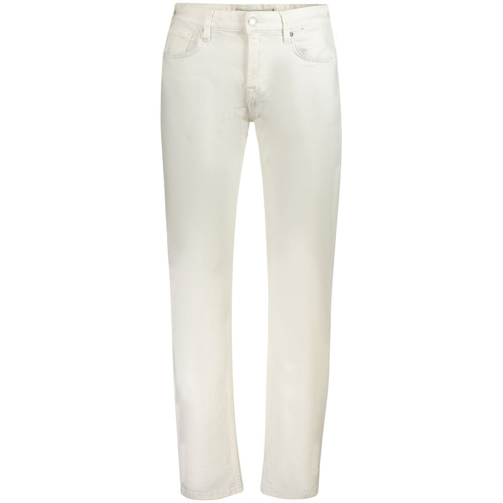 Guess Jeans White Cotton Mens Jeans with classic 5-pocket design, perfect for a sophisticated and stylish look.