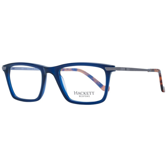 Hackett Blue Men Glasses Frame made of acetate, full-rim style with demo lenses, lens width 50mm, bridge 19mm, frame width 135mm, temples 140mm.