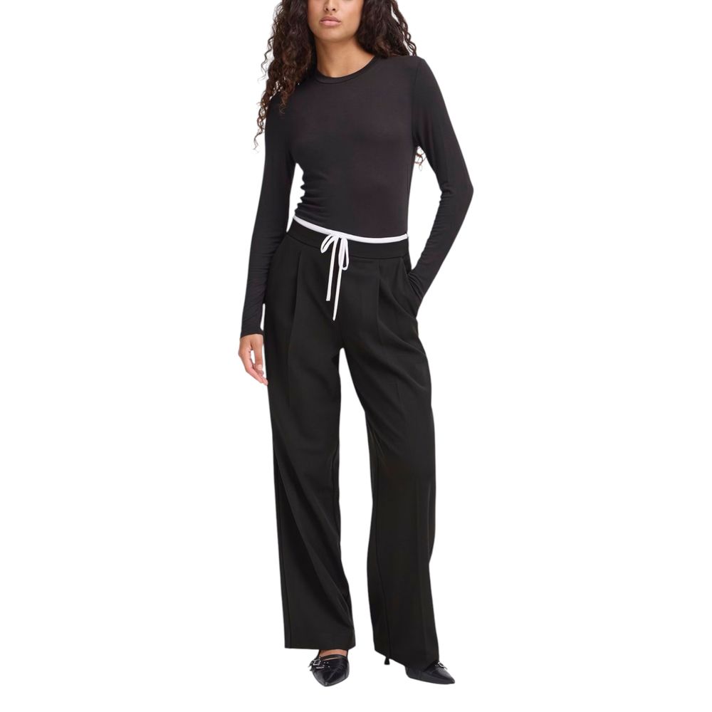 ICHI Black Polyester Pants 1728,71956299936,Black,Clothing,ICHI,IT40|S,New with tags,Pants - Clothing,Women