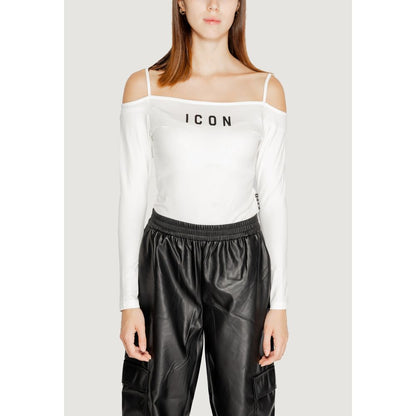 Model wearing Icon White Cotton Bodysuit, showcasing its modern design and versatile style for various occasions.