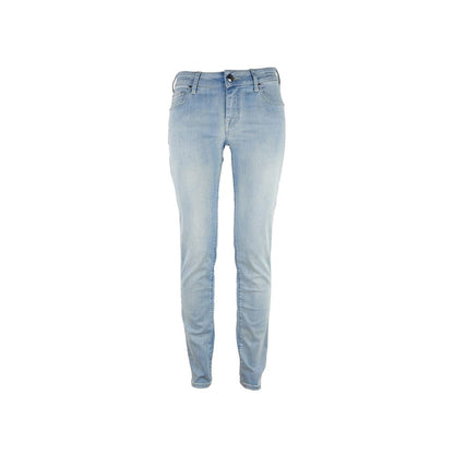 Jacob Cohen Blue Cotton Straight-Leg Jeans for women, Italian-made with medium waist, high-quality stretch denim and timeless blue color.