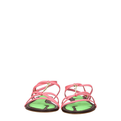 Jacquemus Pink Leather Flat Sandals with logo, buckle closure, open toe, designed for casual style. MPN 231FO0563073430.