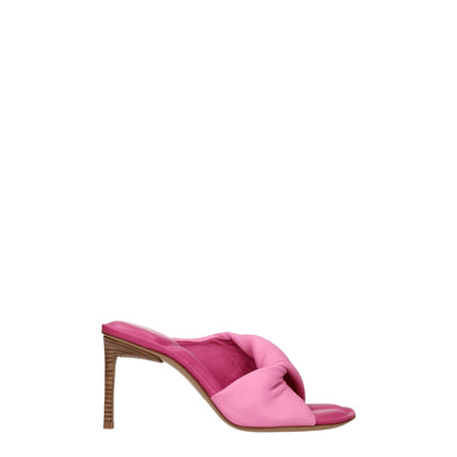 Jacquemus Pink Leather Stiletto Heel Sandals with 8.5 cm mid heels and open toe design, crafted from leather, style code F76009.