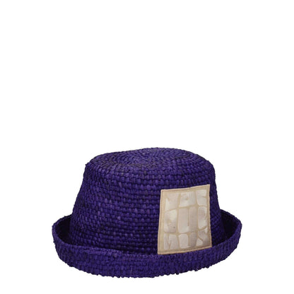Jacquemus Purple Raffia Hat with front logo, casual style, 100% raffia, color variations possible, secondary color purple.