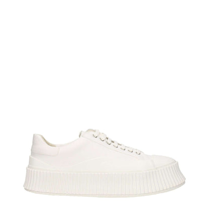 Jil Sander White Fabric Platform Sneakers