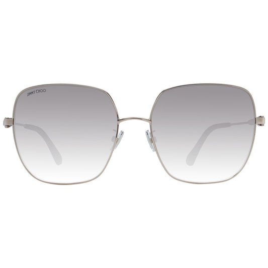 Jimmy Choo Gold Women Sunglass with gradient brown lenses, metal gold full-rim frame, UVA & UVB protection, size 60-18-145.