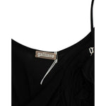John Galliano Black cocktail dress with logo and spaghetti straps detail