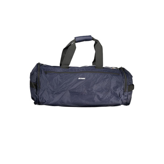K-WAY Blue Polyamide Luggage And Travel bag with zip closure, adjustable shoulder strap, multiple pockets, and logo.