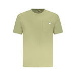 K-WAY Green Cotton T-Shirt with short sleeves, crew neck, and pocket featuring logo application.