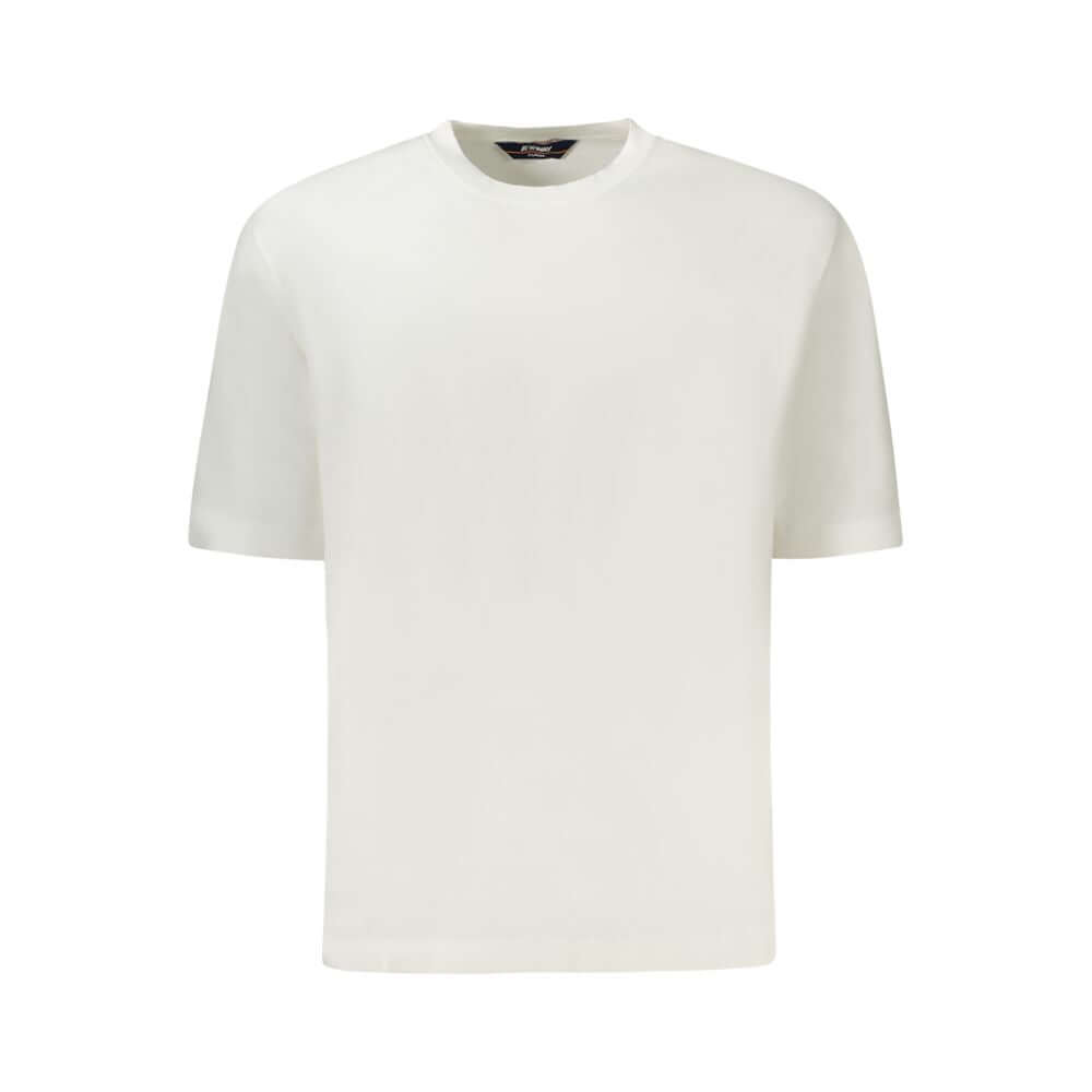 K-WAY White Cotton Sweater, short-sleeved, crew neck T-shirt with logo, perfect for casual wear.