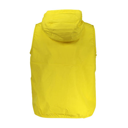 K-WAY Yellow Polyester Men Jacket with removable hood, back view.