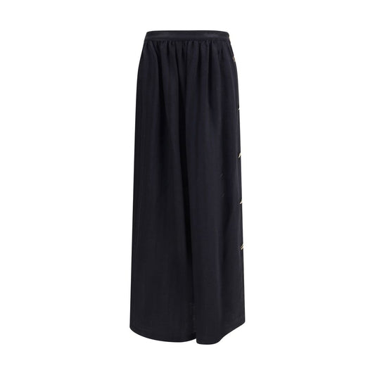 Kristina Ti Black Fleece Wool Long Skirt