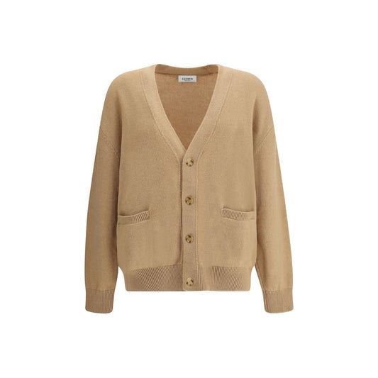 Laneus Beige Merino Wool Cardigan with V-neck, button closure, and pockets