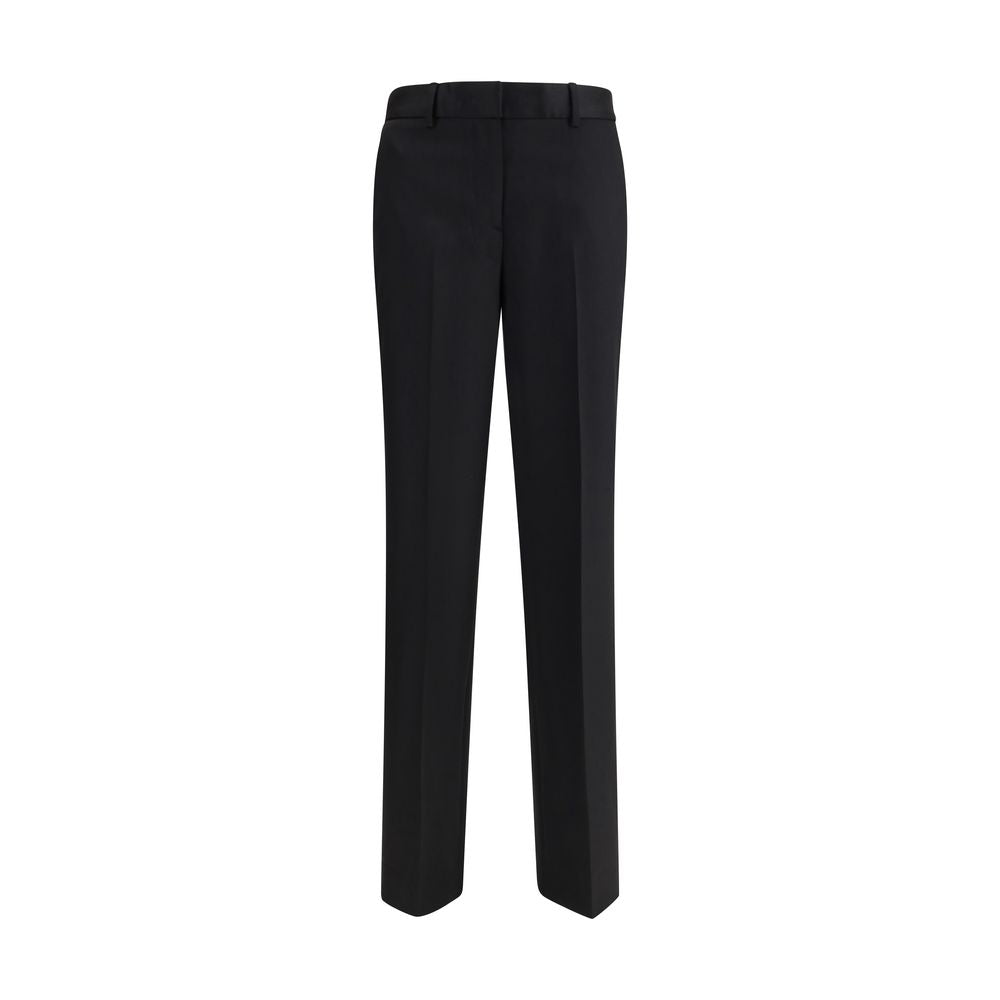 Lardini Black Wool Dress Pants featuring a straight silhouette, belt loops, and welt pockets for elegant and versatile style.