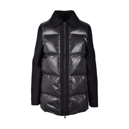 Love Moschino Black Polyester Clothing - Women's Puffer Jacket with Padded Front and Smooth Fabric Sleeves