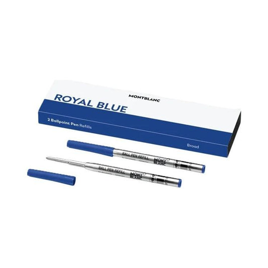 MONTBLANC Mod. ROYAL BLUE - REFILLS BALL PEN - BROAD - 2 PCS FASHION ACCESSORIES