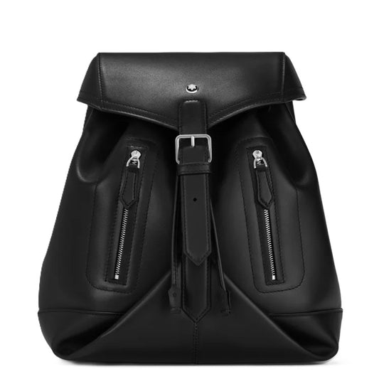 MONTBLANC LEATHER MOD. MEISTERST. black leather knapsack with official box packaging