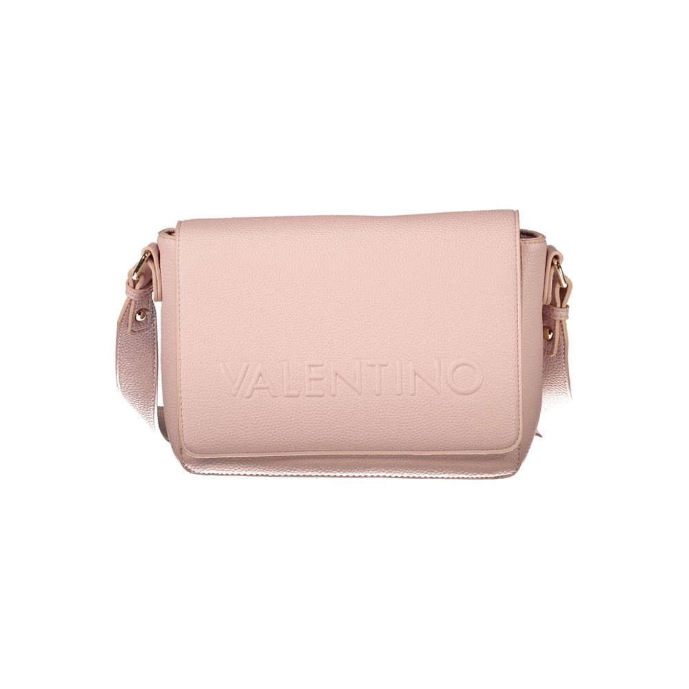 Mario Valentino Pink Polyethylene Women Handbag with adjustable shoulder strap and embossed logo.