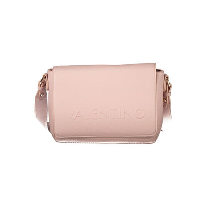 Mario Valentino Pink Polyethylene Women Handbag with adjustable shoulder strap and embossed logo.