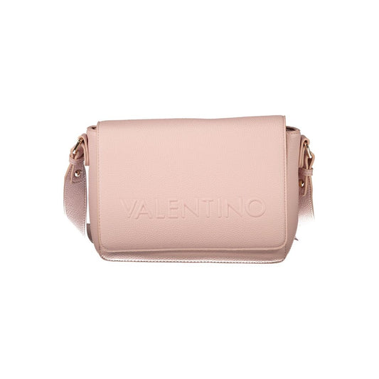 Mario Valentino Pink Polyethylene Women Handbag with adjustable shoulder strap and embossed logo.
