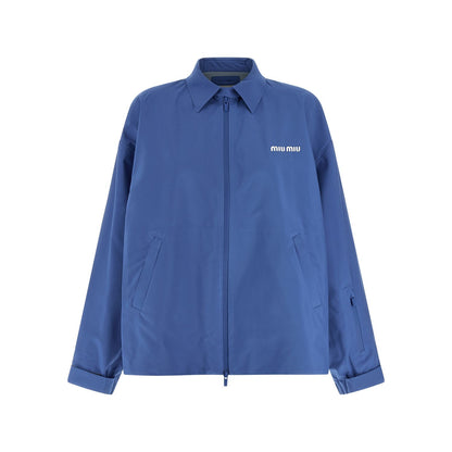 Miu Miu Blue Recycled Polyester Shell Jacket
